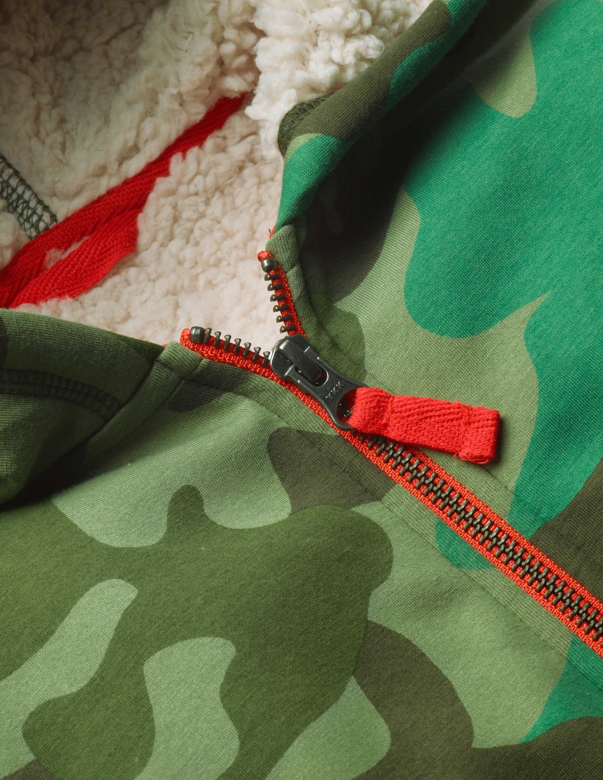 Sweat à capuche zippé avec doublure douillette-Camouflage vert-3