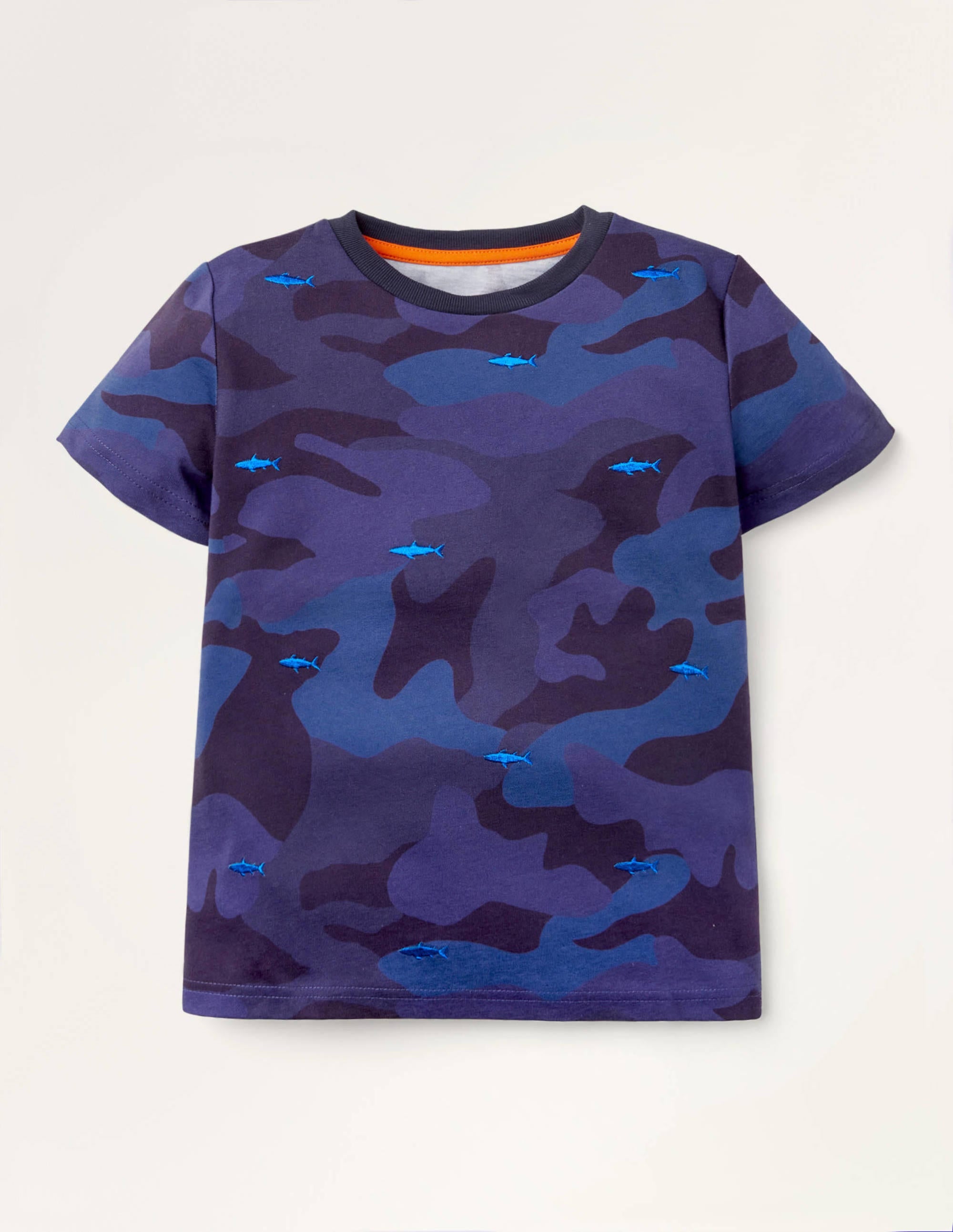 T-shirt imprimé et brodé-Bleu marine universitaire - Image 1