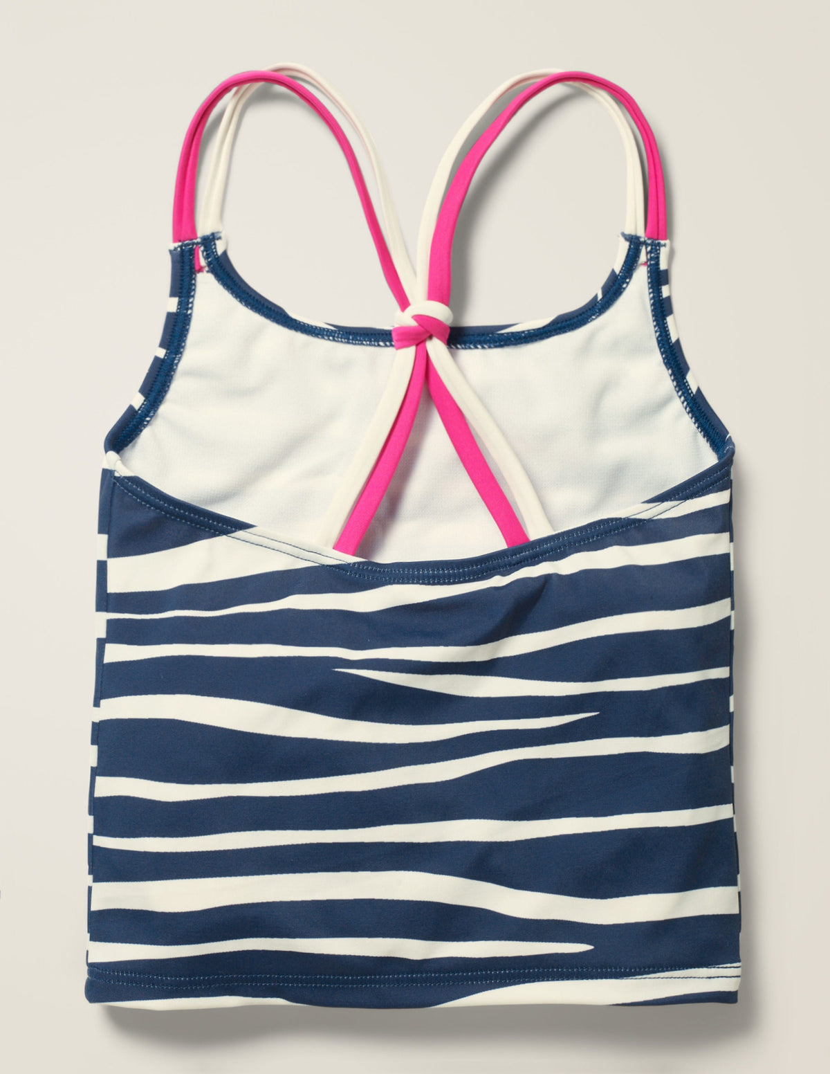 Patterned Tankini Top-Deep Sea Blue Zebra Stripe-2