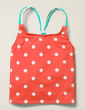 Haut de tankini à motif-Pois rouge crépuscule/ivoire