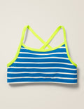 Gemustertes Bikini-Oberteil-Kräftiges Blau/Naturweiß