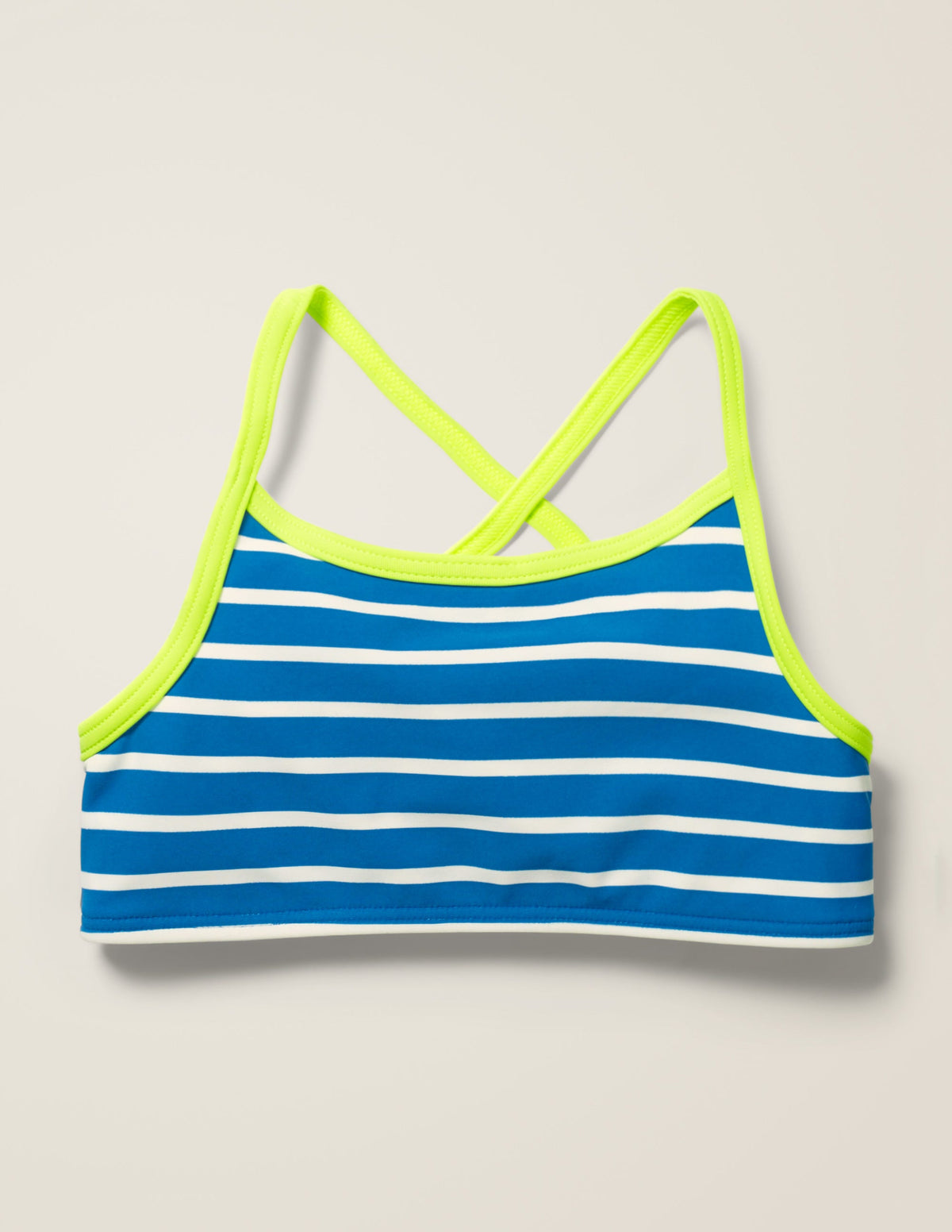 Gemustertes Bikini-Oberteil-Kräftiges Blau/Naturweiß - Image 1