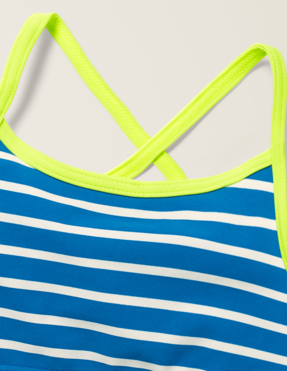 Gemustertes Bikini-Oberteil-Kräftiges Blau/Naturweiß-3