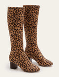 Stretchstiefel mit runder Zehenpartie-Natur, Gepardenmuster