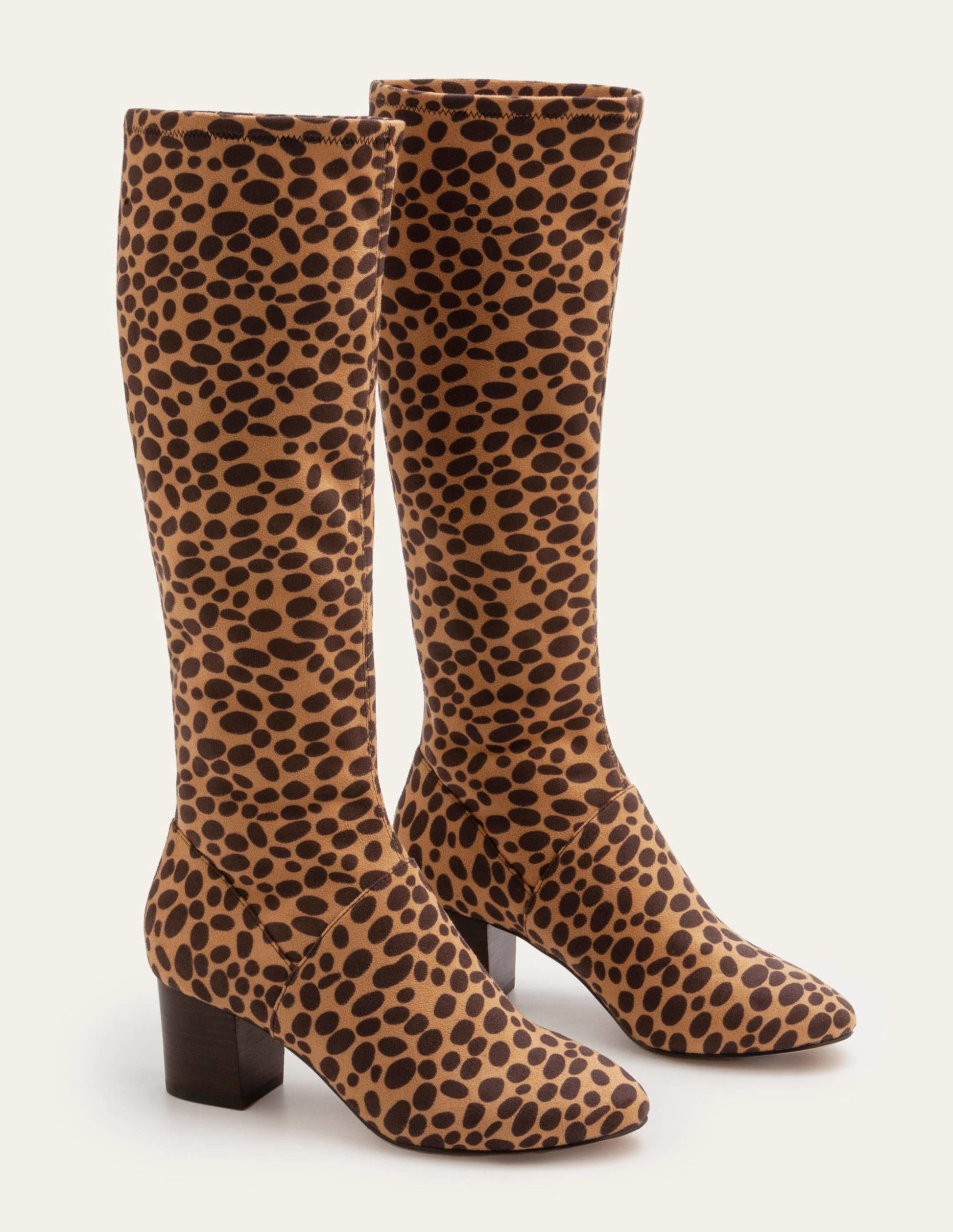 Stretchstiefel mit runder Zehenpartie-Natur, Gepardenmuster-1
