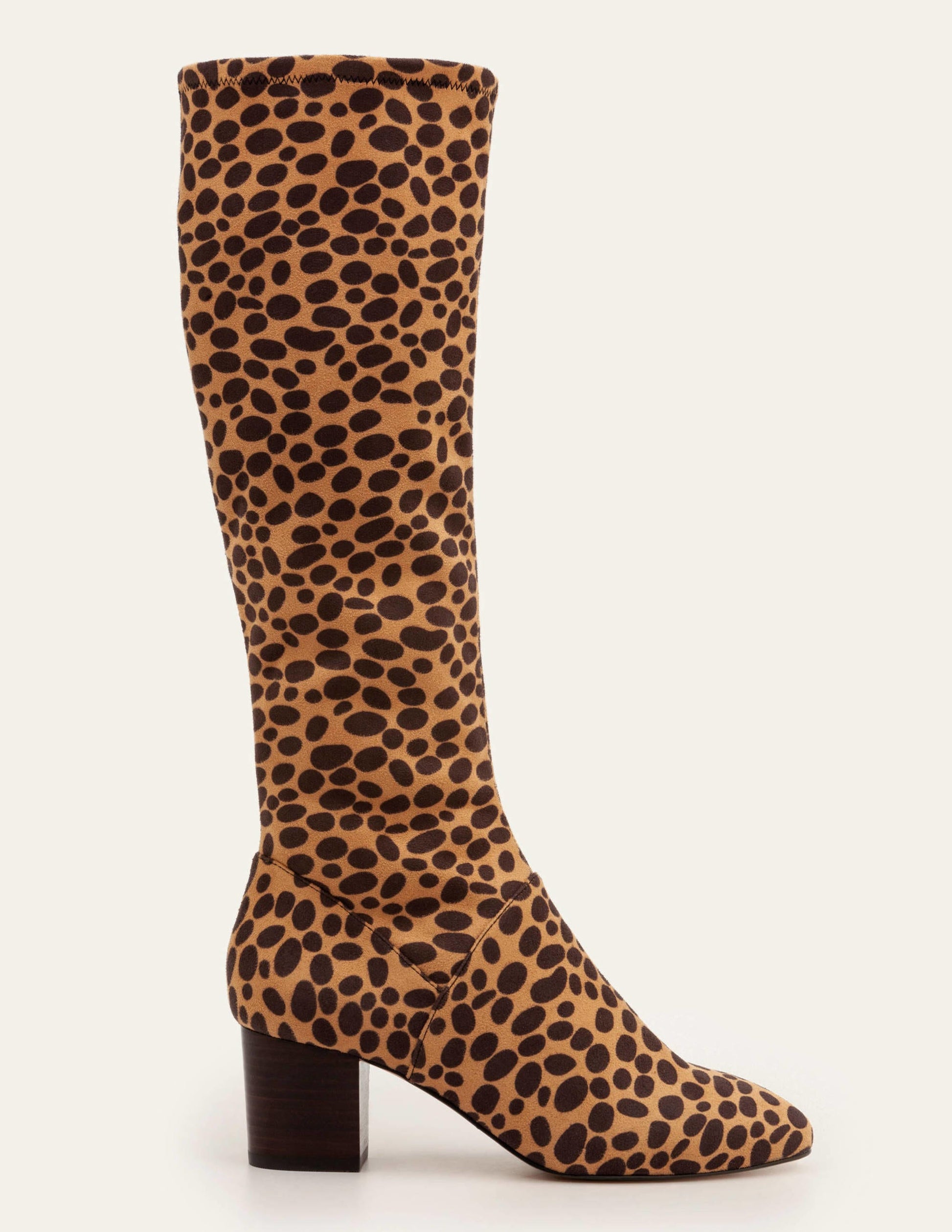 Stretchstiefel mit runder Zehenpartie-Natur, Gepardenmuster-2