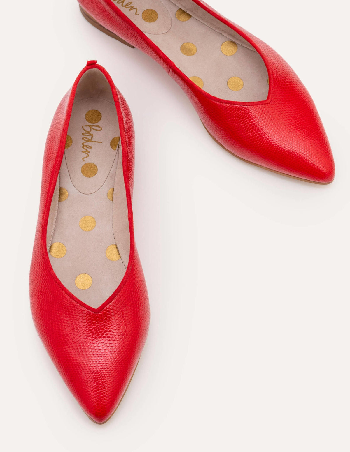 Julia Flache Pumps mit spitzer Zehenpartie-Rot, Echsenoptik - Image 1
