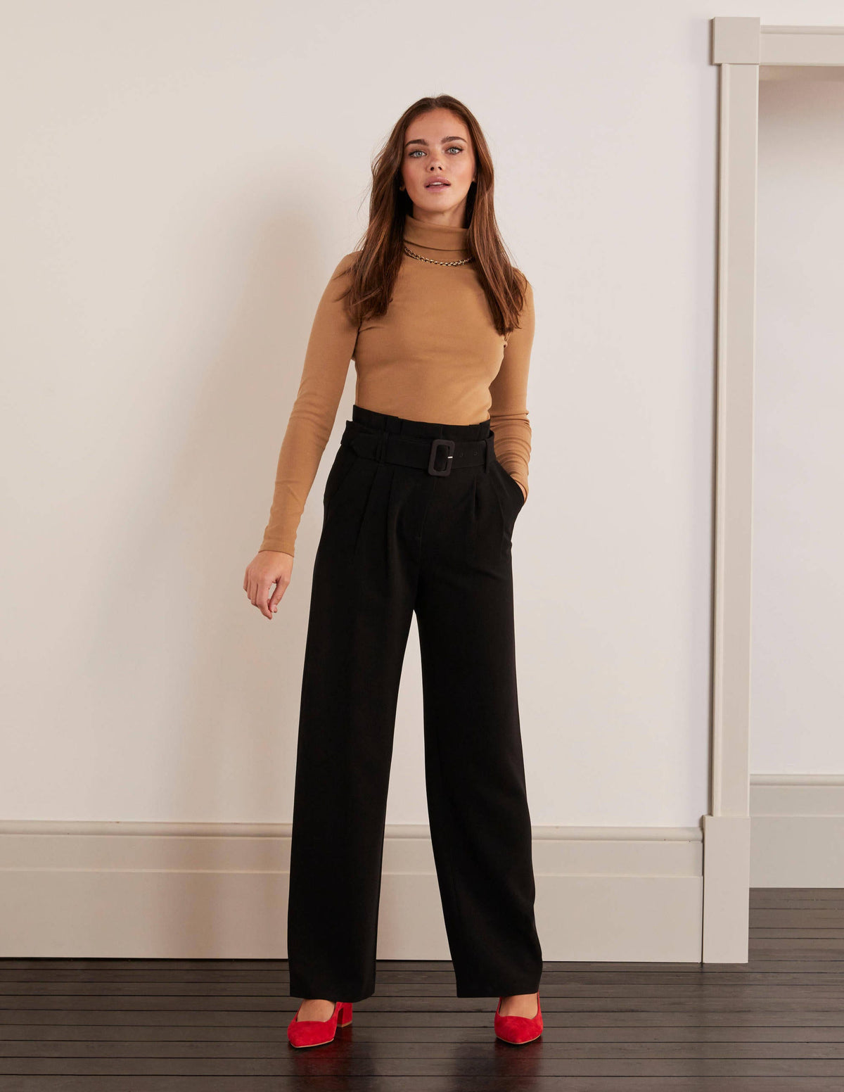 Powis Wide Leg Trousers-Black - Image 1