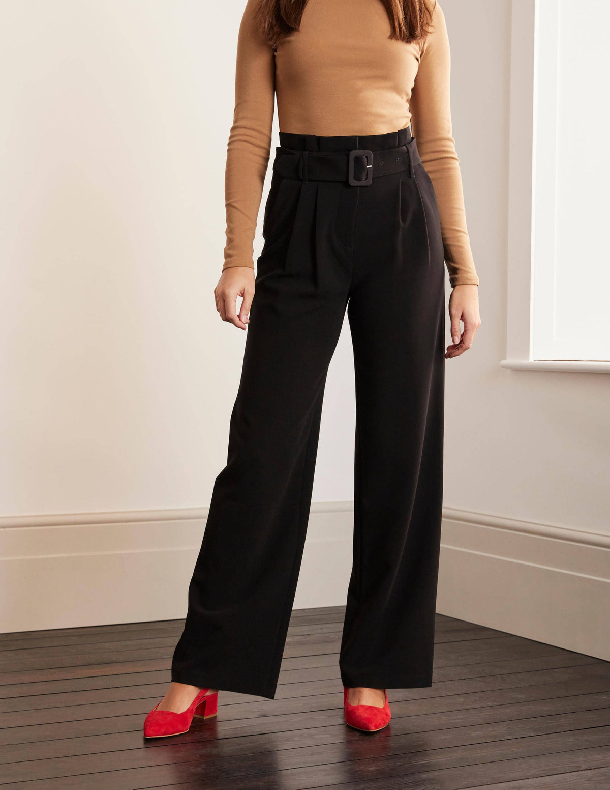 Powis Wide Leg Trousers-Black - Image 2