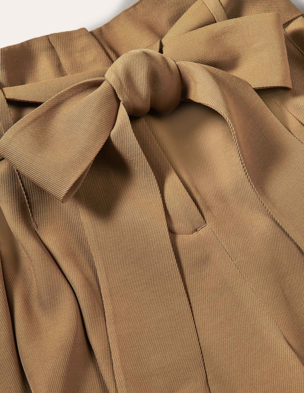 Jupe-culotte Melville à nouer à la taille-Camel - Image 4