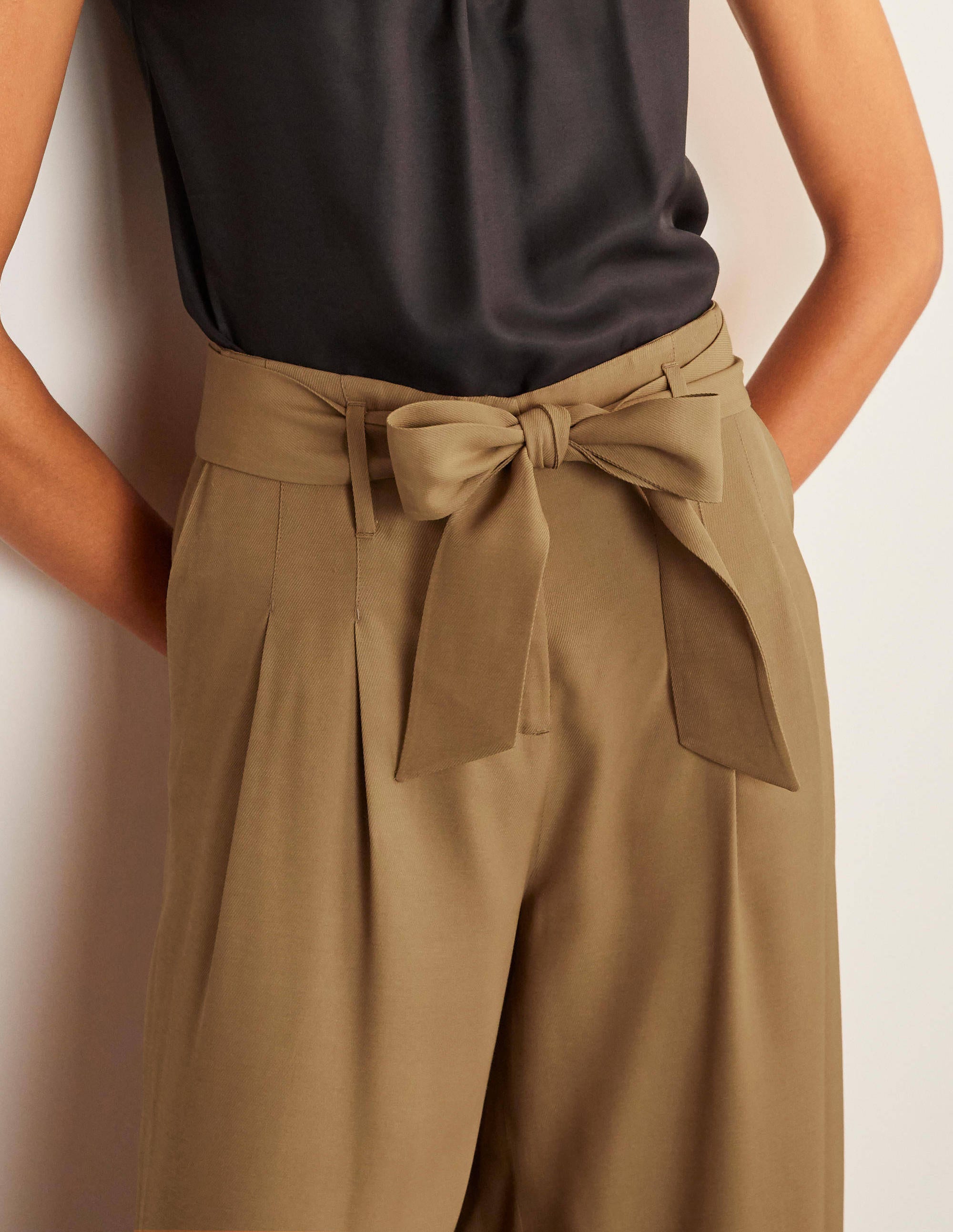 Jupe-culotte Melville à nouer à la taille-Camel - Image 2