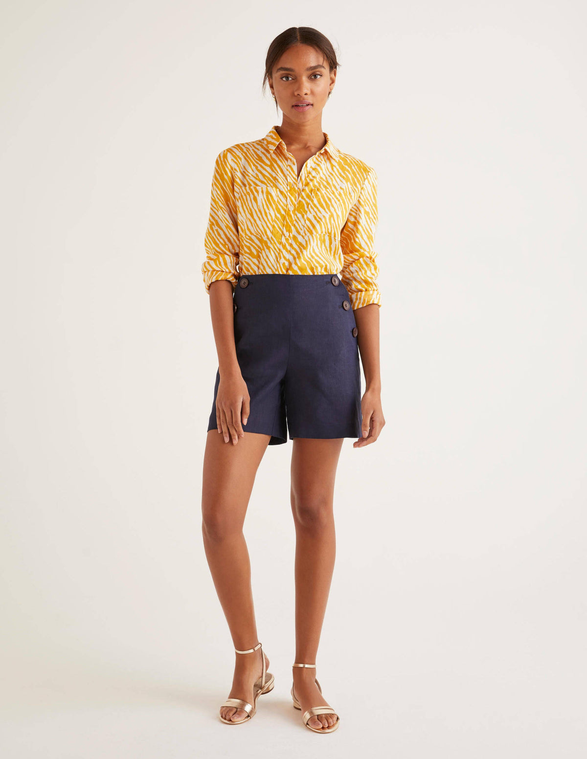 Falmouth Linen Shorts-Navy-2