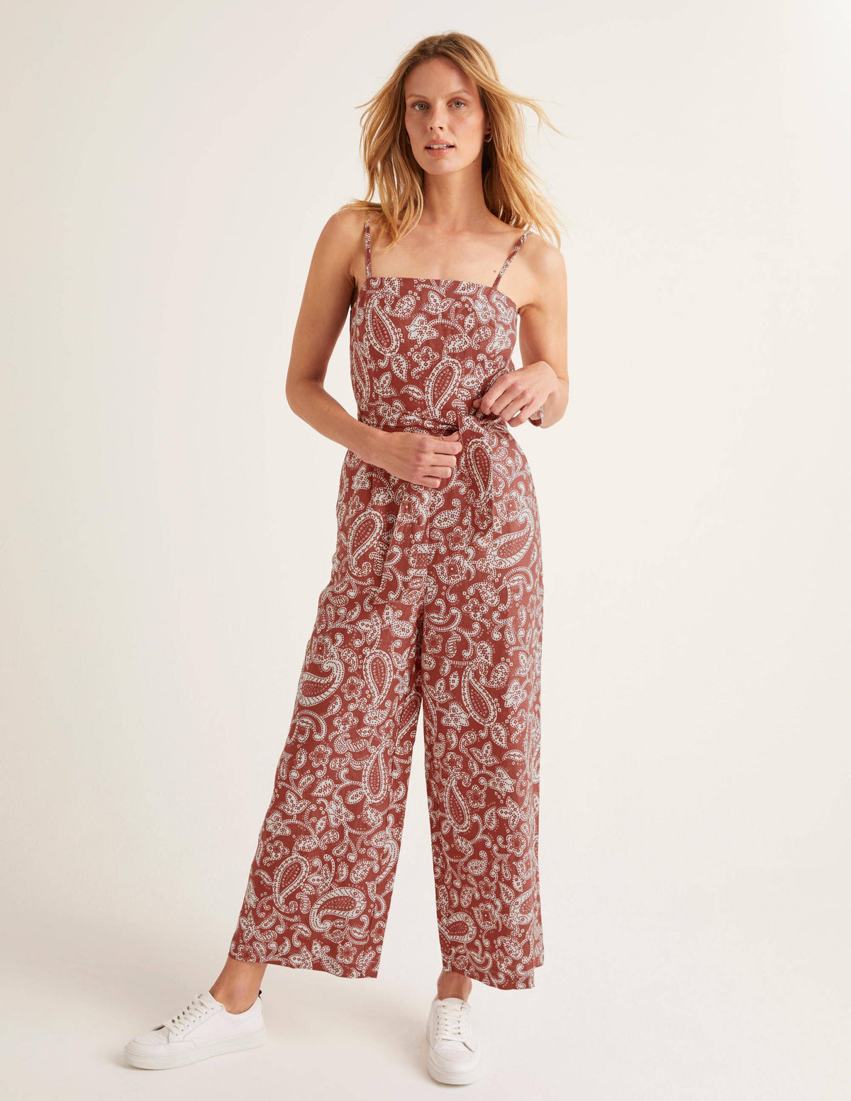 Colette Linen Jumpsuit-Red Paisley - Image 4