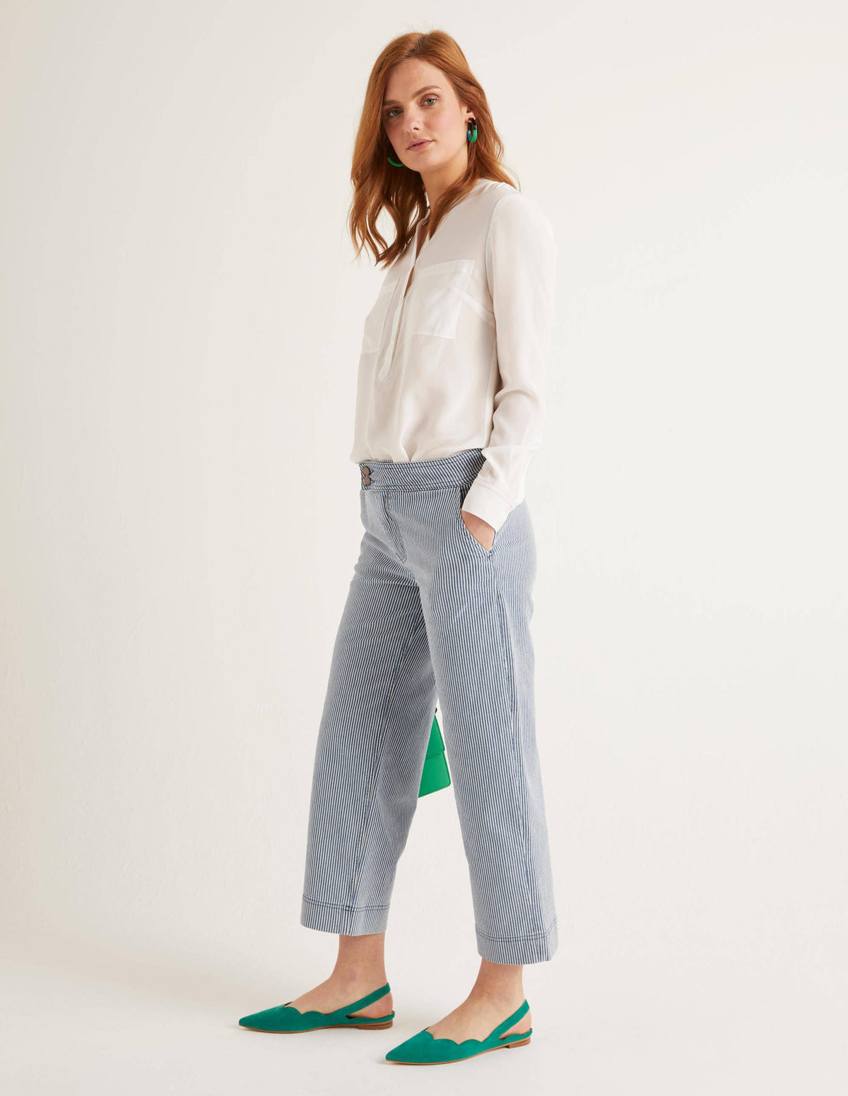 Crop Wide Leg Jeans-Ticking Stripe - Image 2