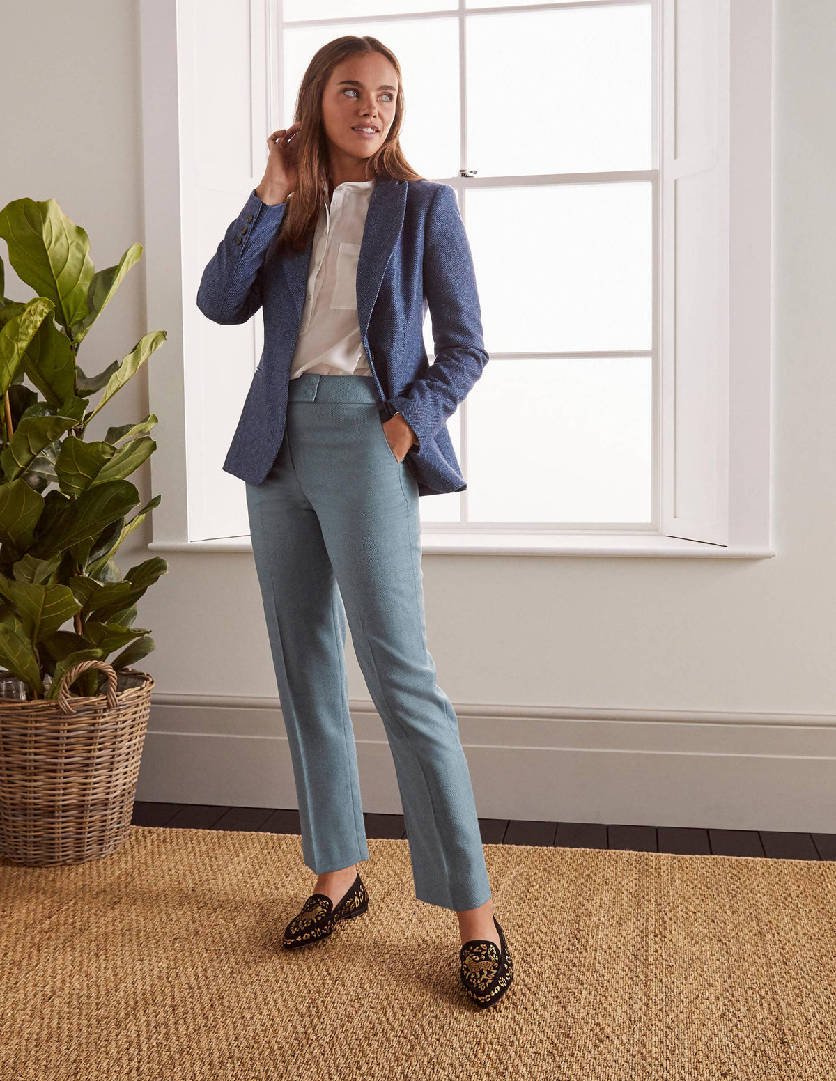 Kennford Tweed-Hose-Blau, Fischgrätmuster - Image 3