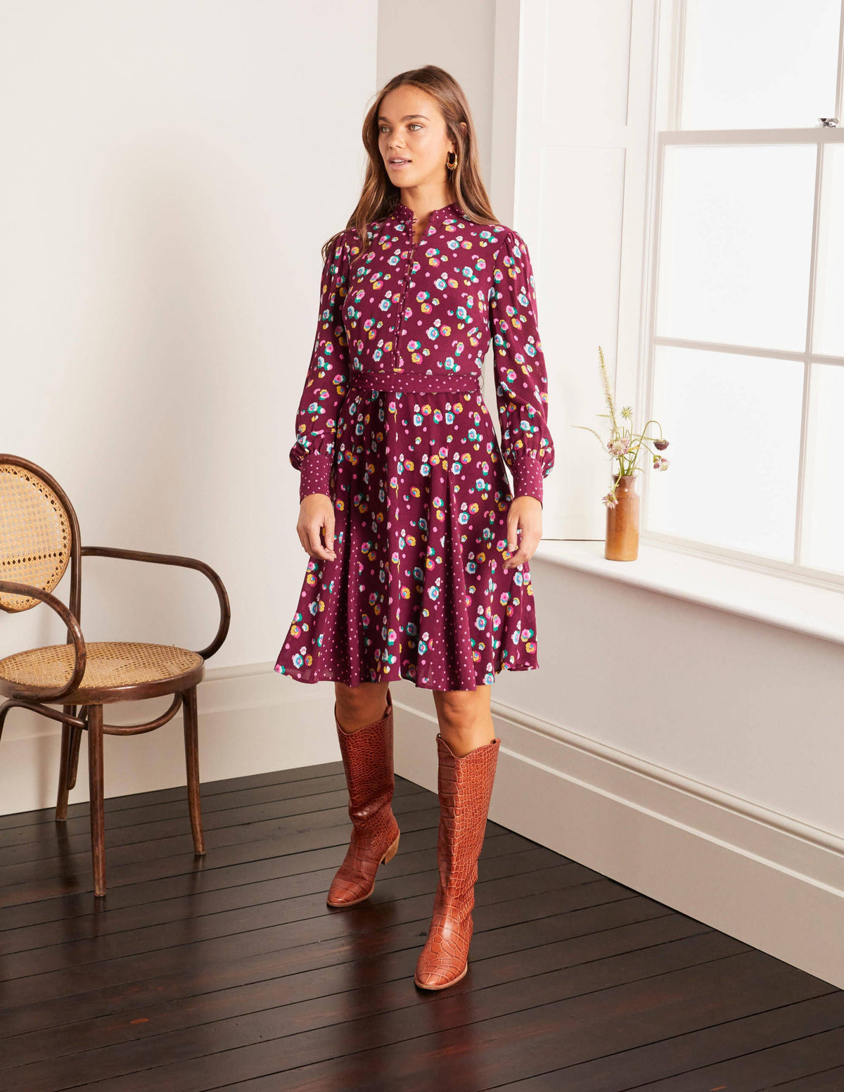 Robe Christina-Rubis, motif Billowy Peony - Image 3