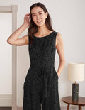 Devoré-Jumpsuit mit Palazzobeinen-Schwarz, Dalmatinertupfen