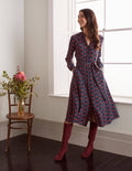 Pippa Midi Shirt Dress-French Navy, Spinning Petals
