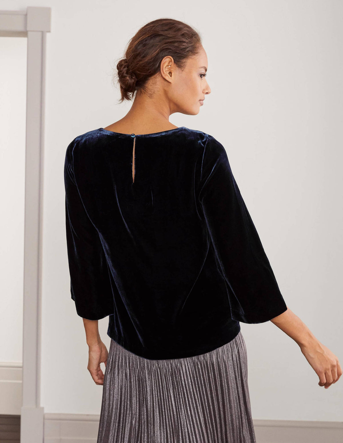 Kate Velvet Top-Navy-2
