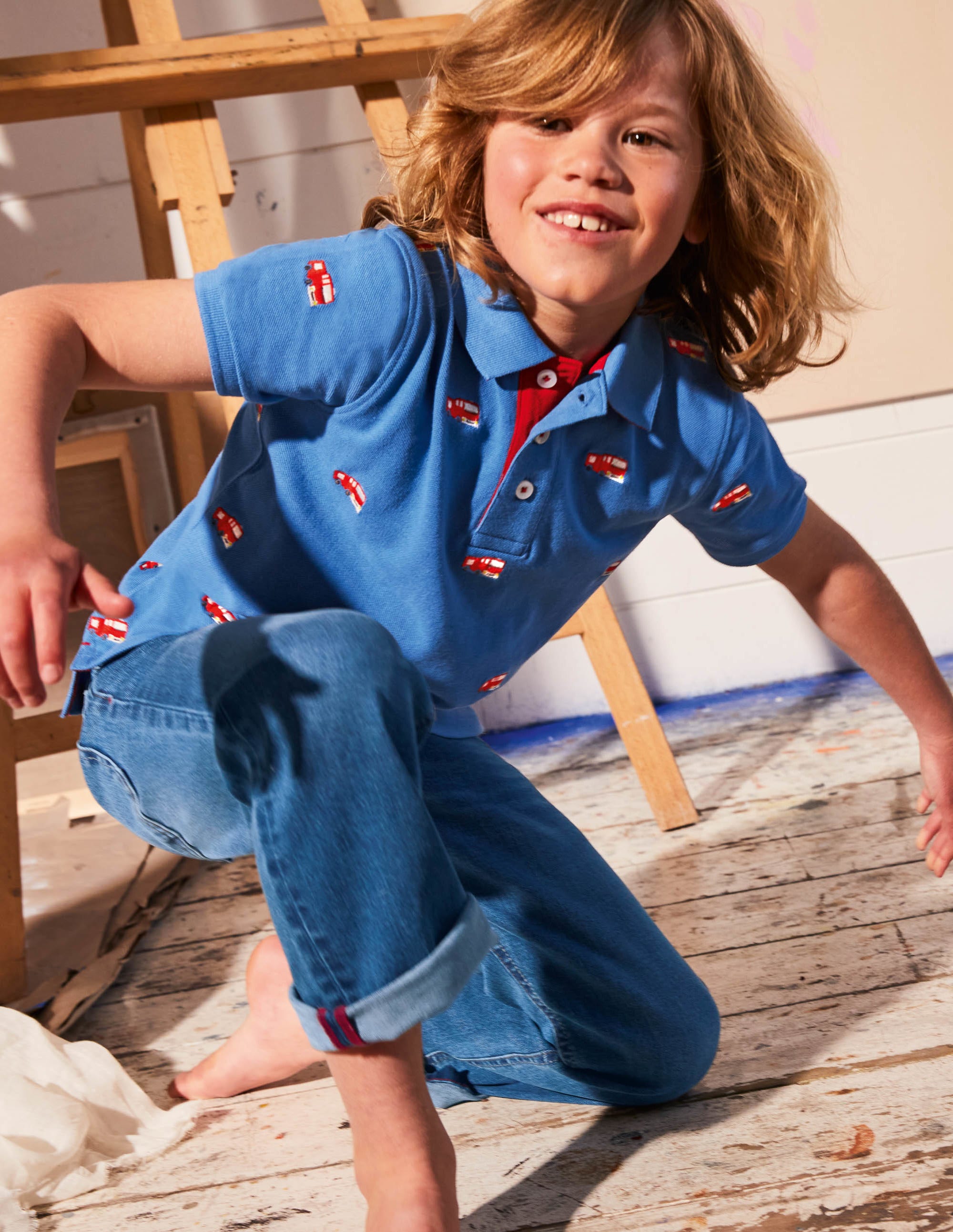 Polo en piqué-Camions de pompier bleu élisabéthain - Image 4
