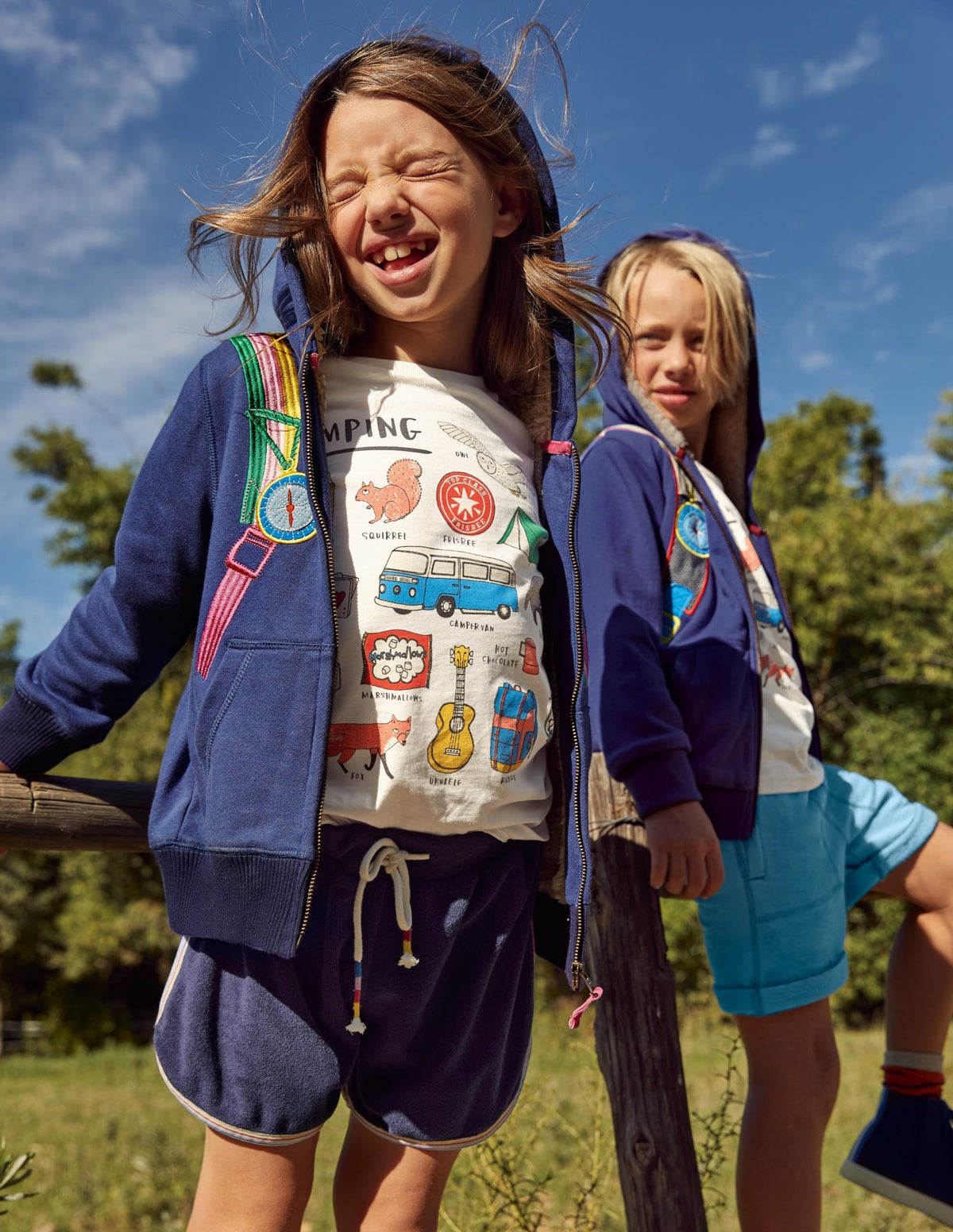Shaggy-lined Appliqué Hoodie-Starboard Blue Backpack - Image 4