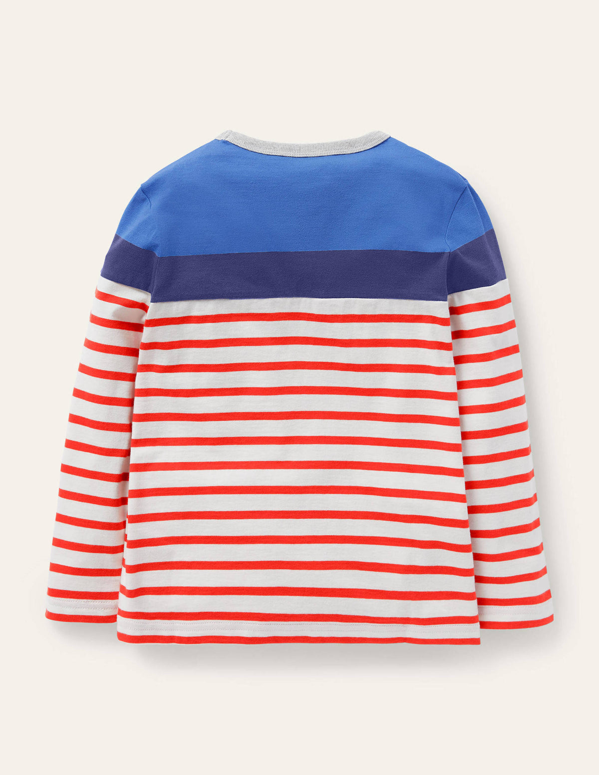Bretonshirt mit Blockfarben-Raketenrot/Elisabethanisches Blau-2