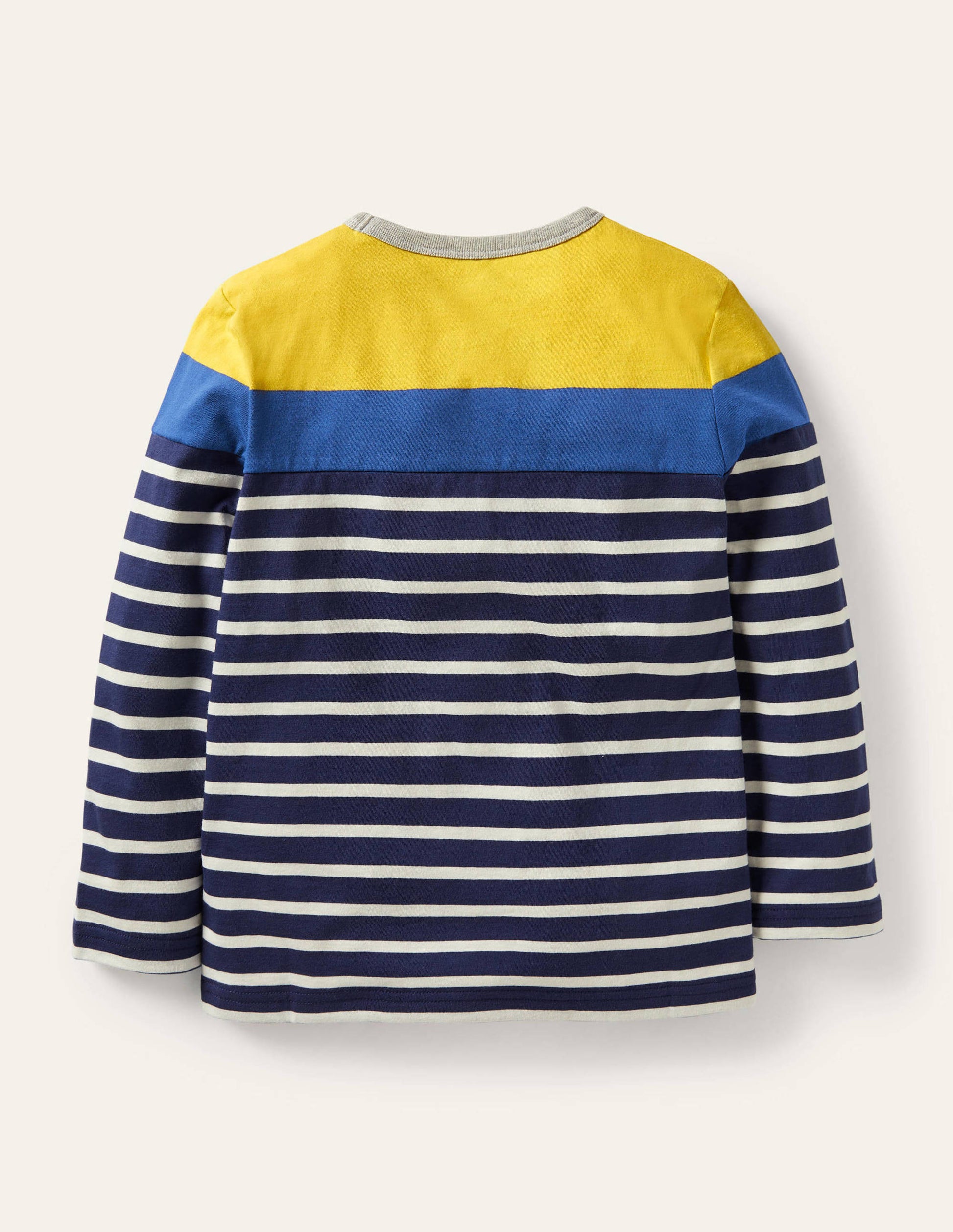 Bretonshirt mit Blockfarben-Maisgelb/Navy-2