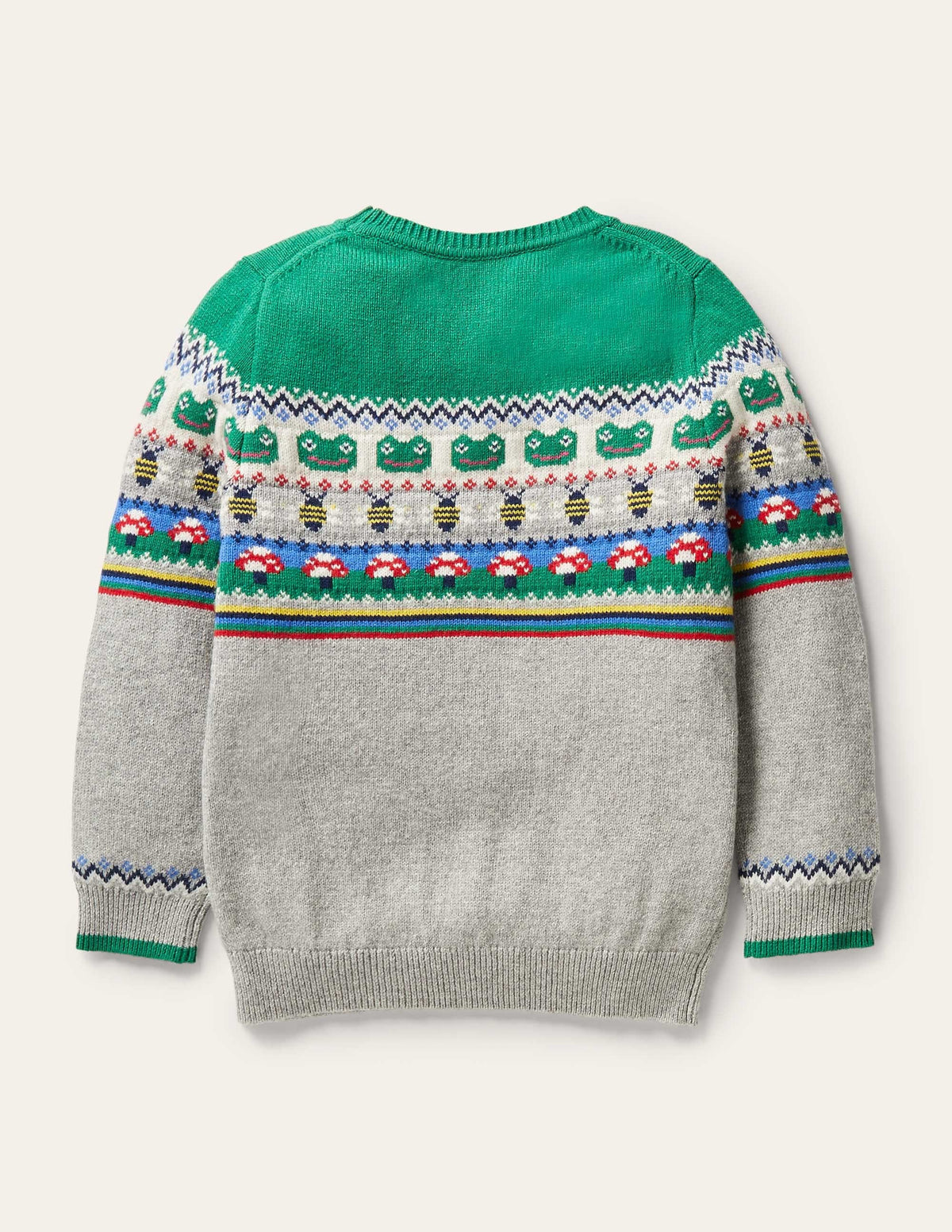 Fair-Isle-Pullover mit Rundhalsausschnitt-Grau Meliert/Grüner Pfeffer, Frosch - Image 5