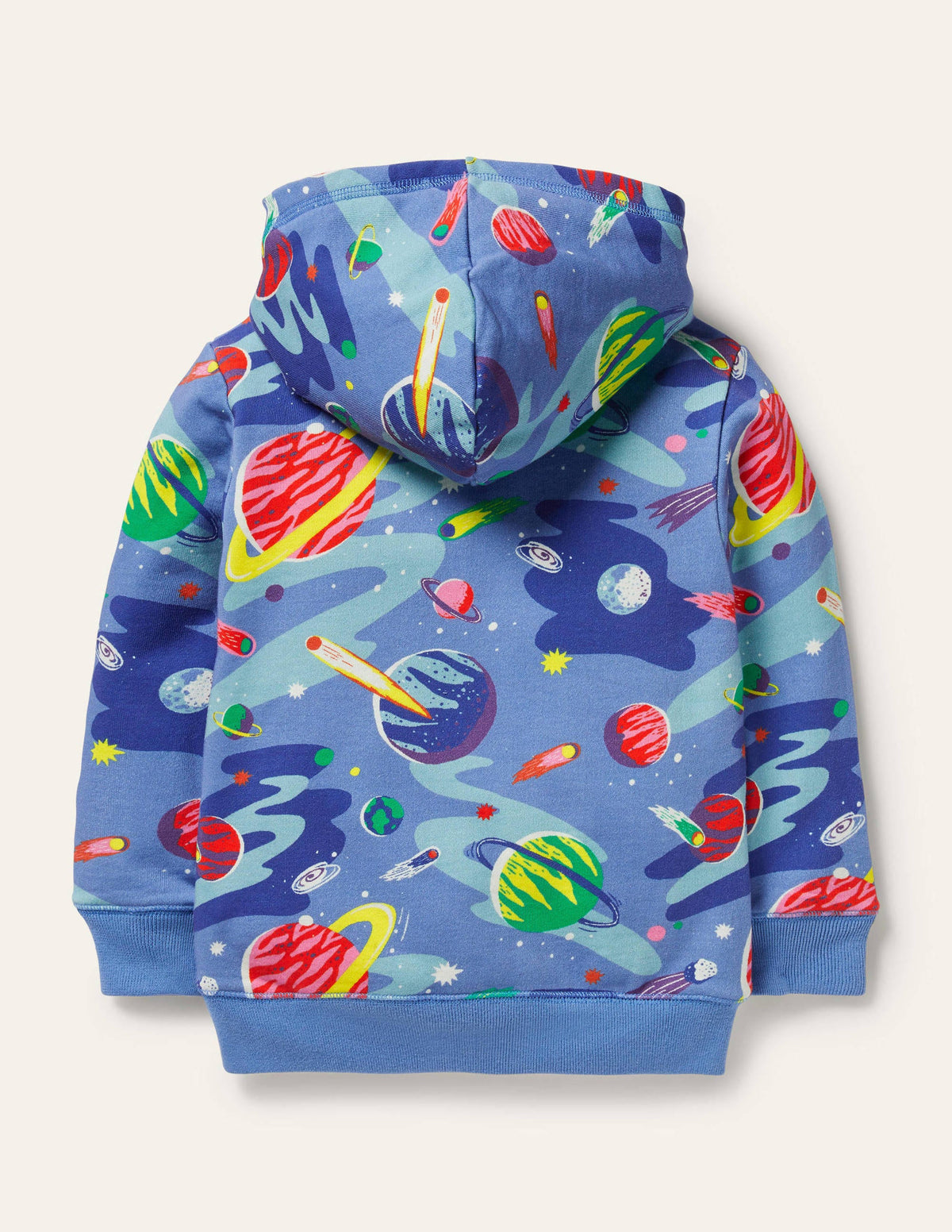 Shaggy-lined Zip-up Hoodie-Bright Blue Space - Image 2