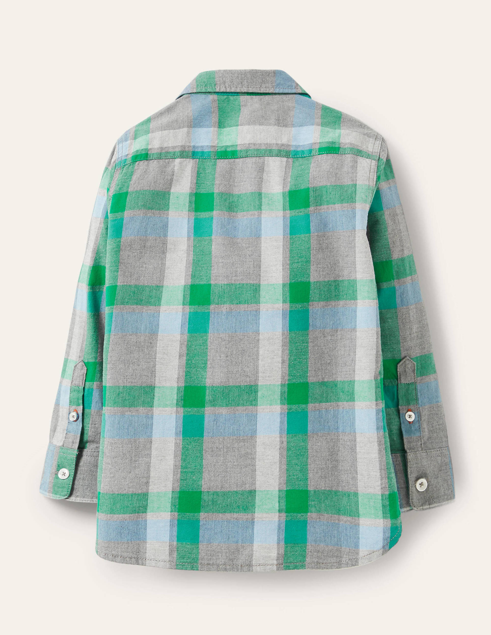 Chemise décontractée en sergé-Gris chiné/vert - Image 2