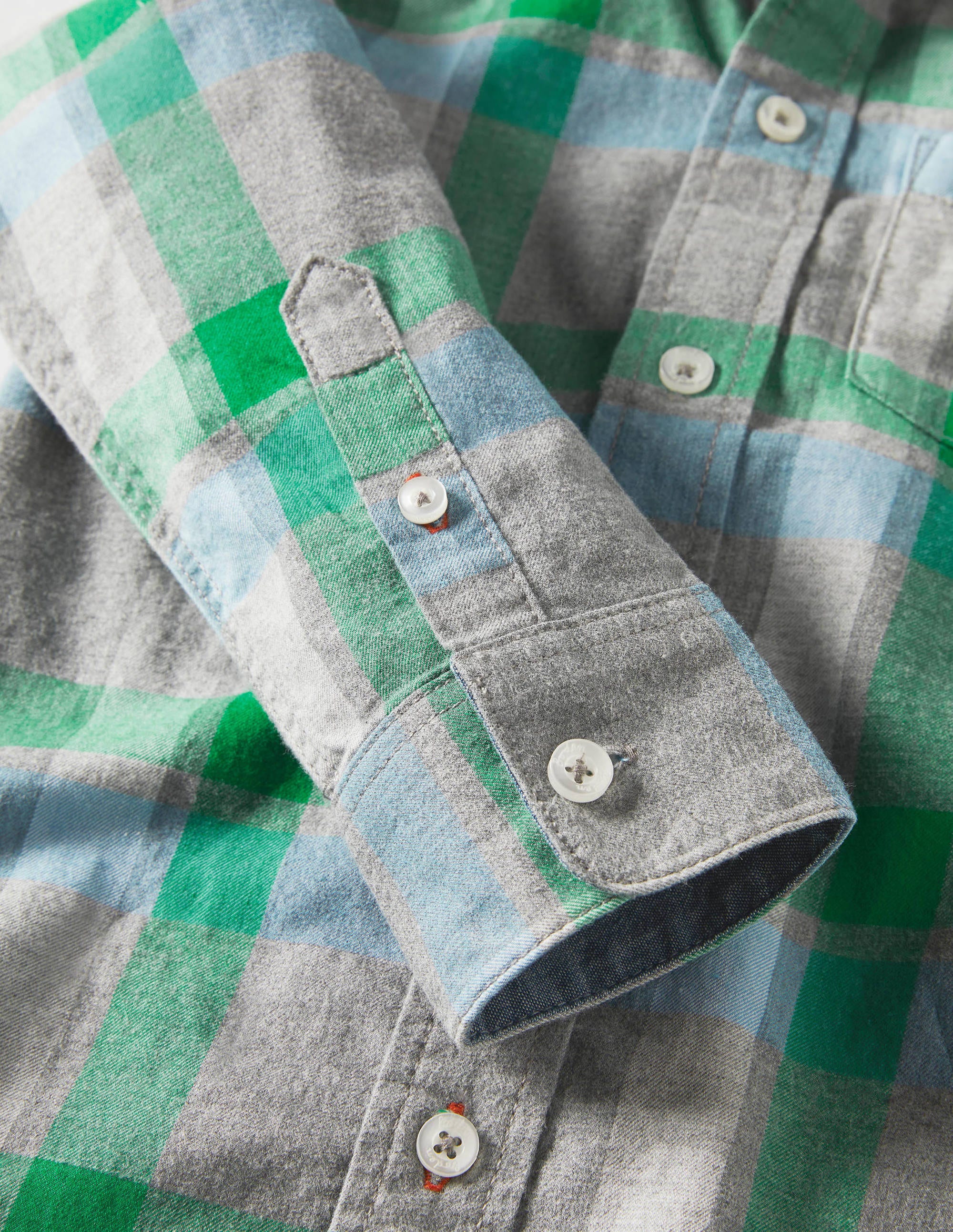 Chemise décontractée en sergé-Gris chiné/vert - Image 3