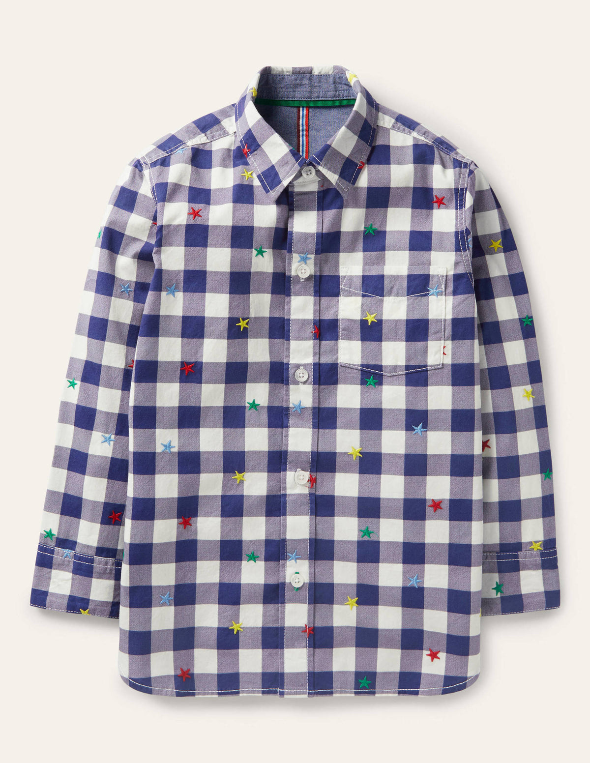 Lässiges Twill-Hemd-Navy/Naturweiß, Regenbogensterne - Image 1