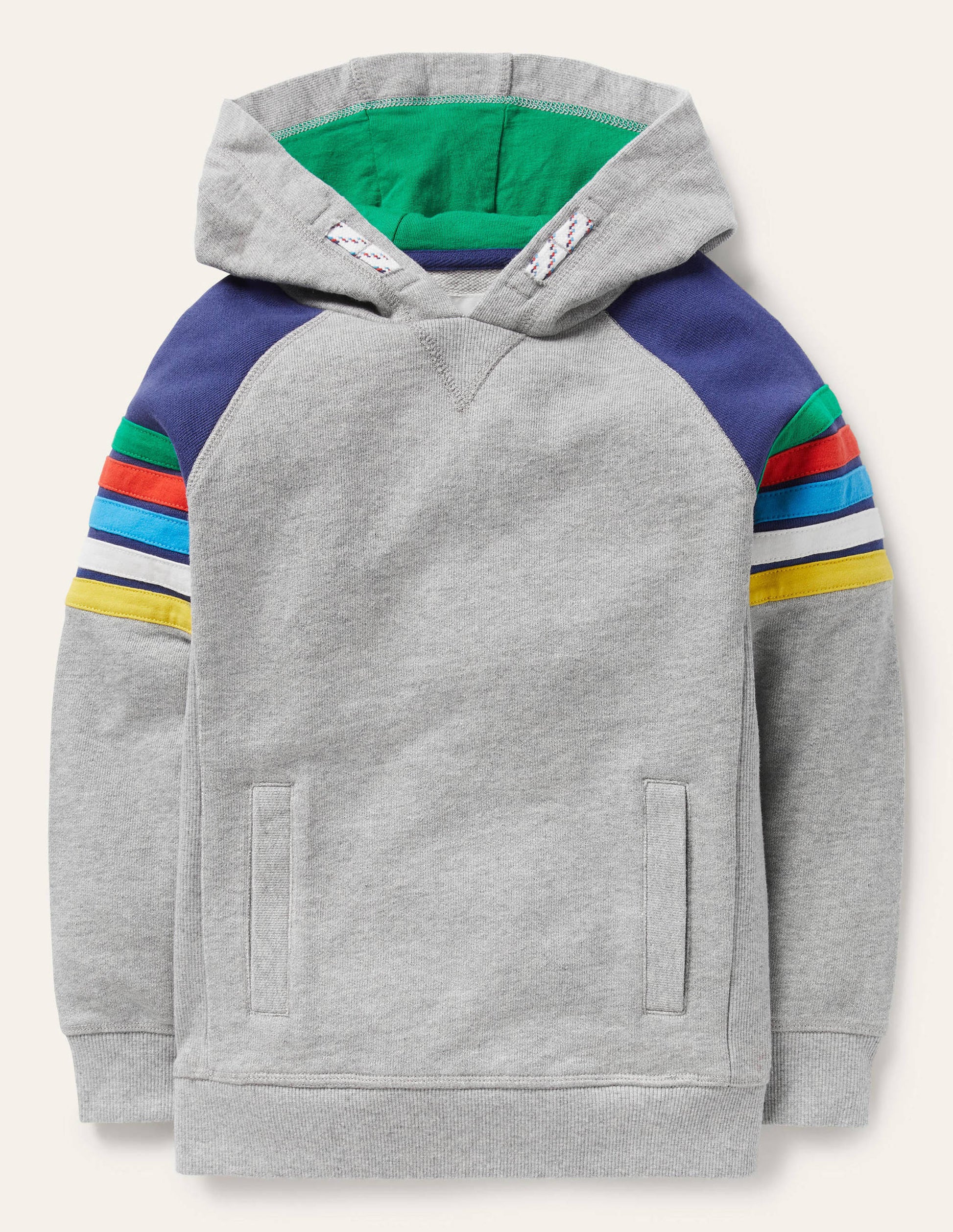 Hoodie mit Regenbogenstreifen-Grau Meliert, Regenbogen-1