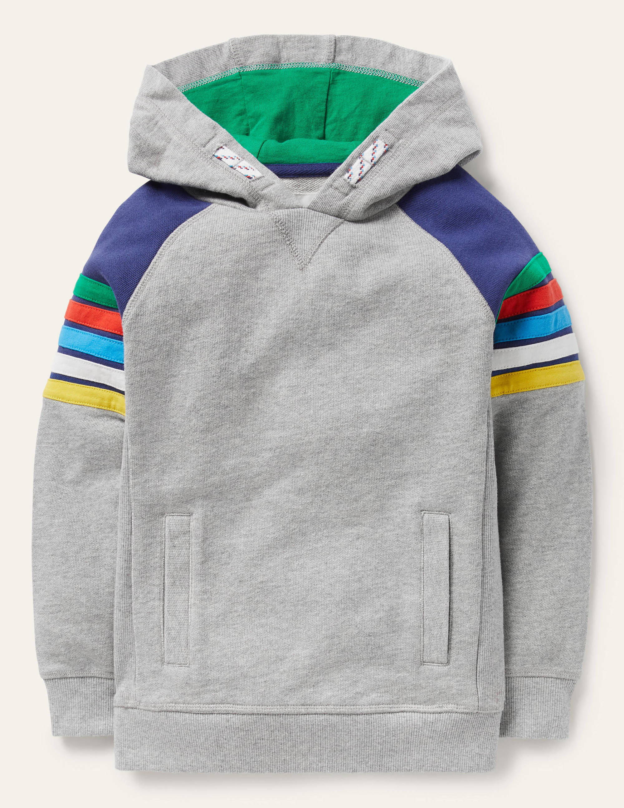 Hoodie mit Regenbogenstreifen-Grau Meliert, Regenbogen - Image 1