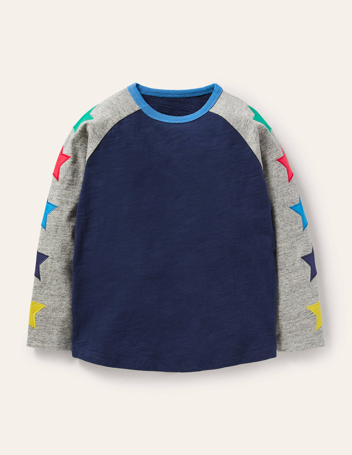T-shirt raglan-Étoile bleu tribord/gris chiné-1