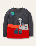 Space Appliqué T-shirt-Soot Grey Rover