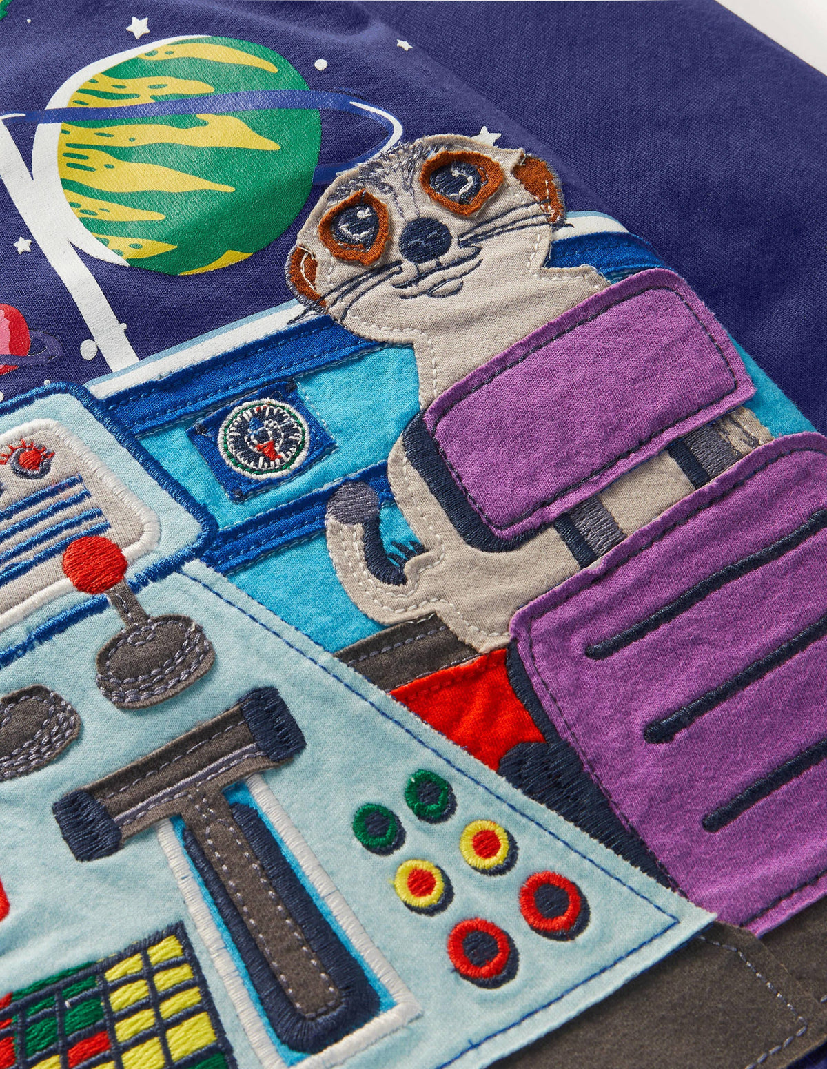 Space Appliqué T-shirt-Starboard Blue Control Centre - Image 3