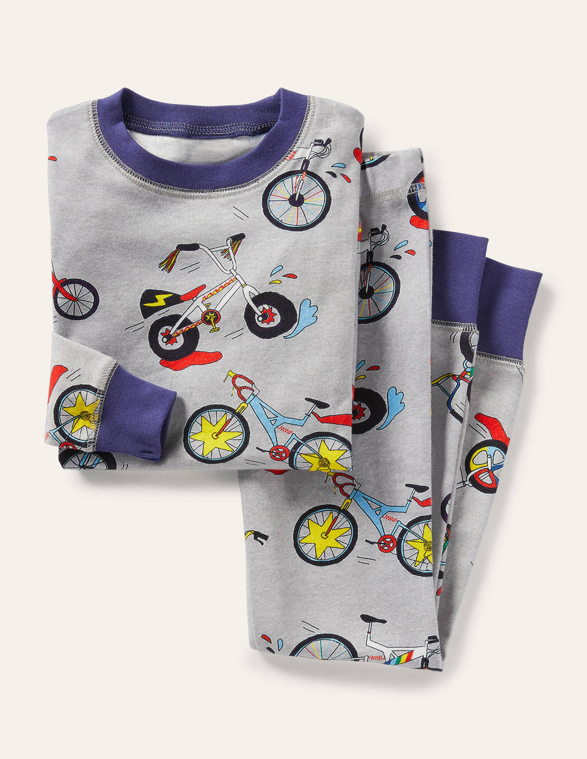 Pyjama long douillet-Vélos gris chiné - Image 1