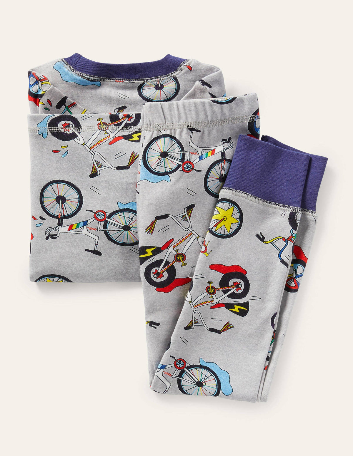 Pyjama long douillet-Vélos gris chiné-2