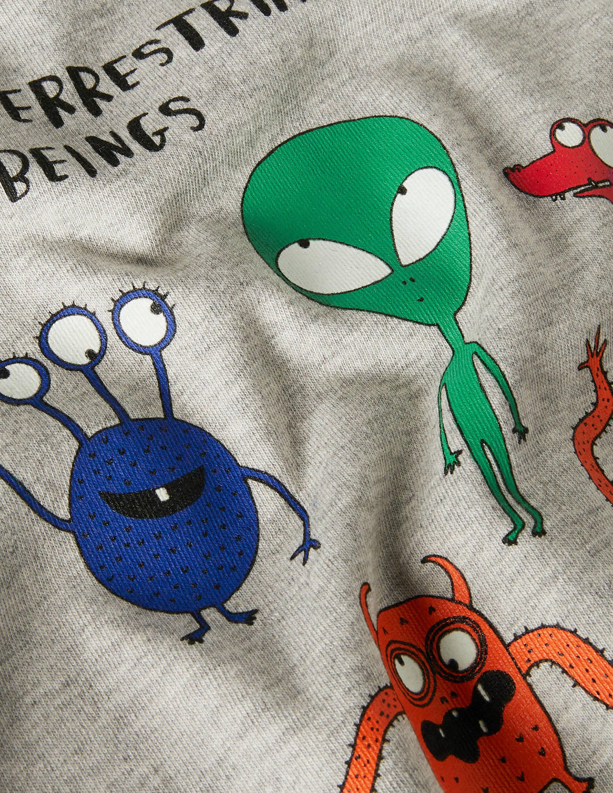 Raglan-Oberteil mit leuchtendem Weltallmotiv-Grau Meliert/Grün, Aliens - Image 3