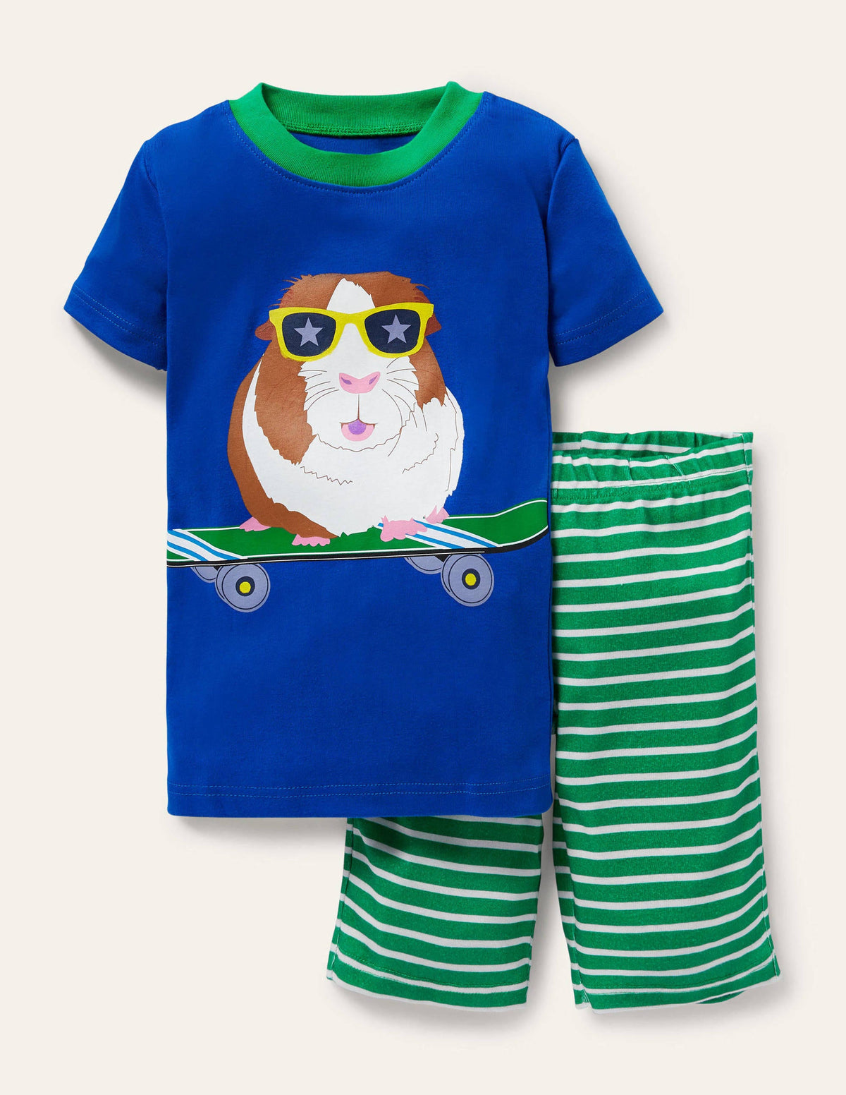 Kurzer Schlafanzug mit anliegender Passform-Blitzblau, Meerschweinchen - Image 1