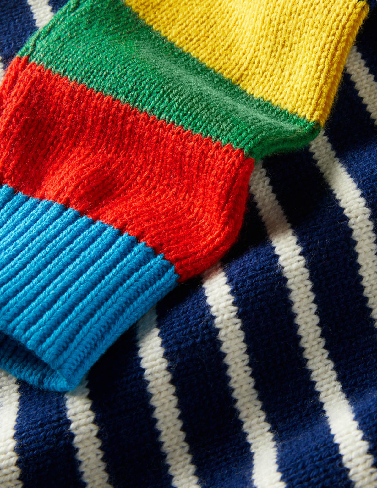 Pullover mit Rundhalsausschnitt und Blockfarben-Schuluniform-Navy/Regenbogen - Image 3