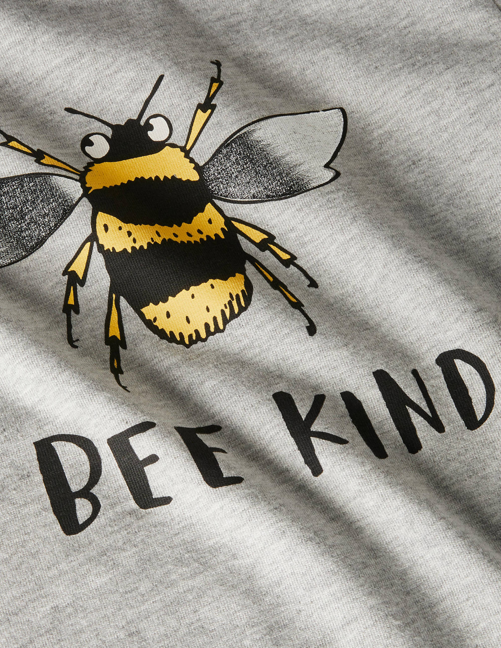 T-Shirt mit Tiermotiv-Grau Meliert, Bee Kind - Image 3