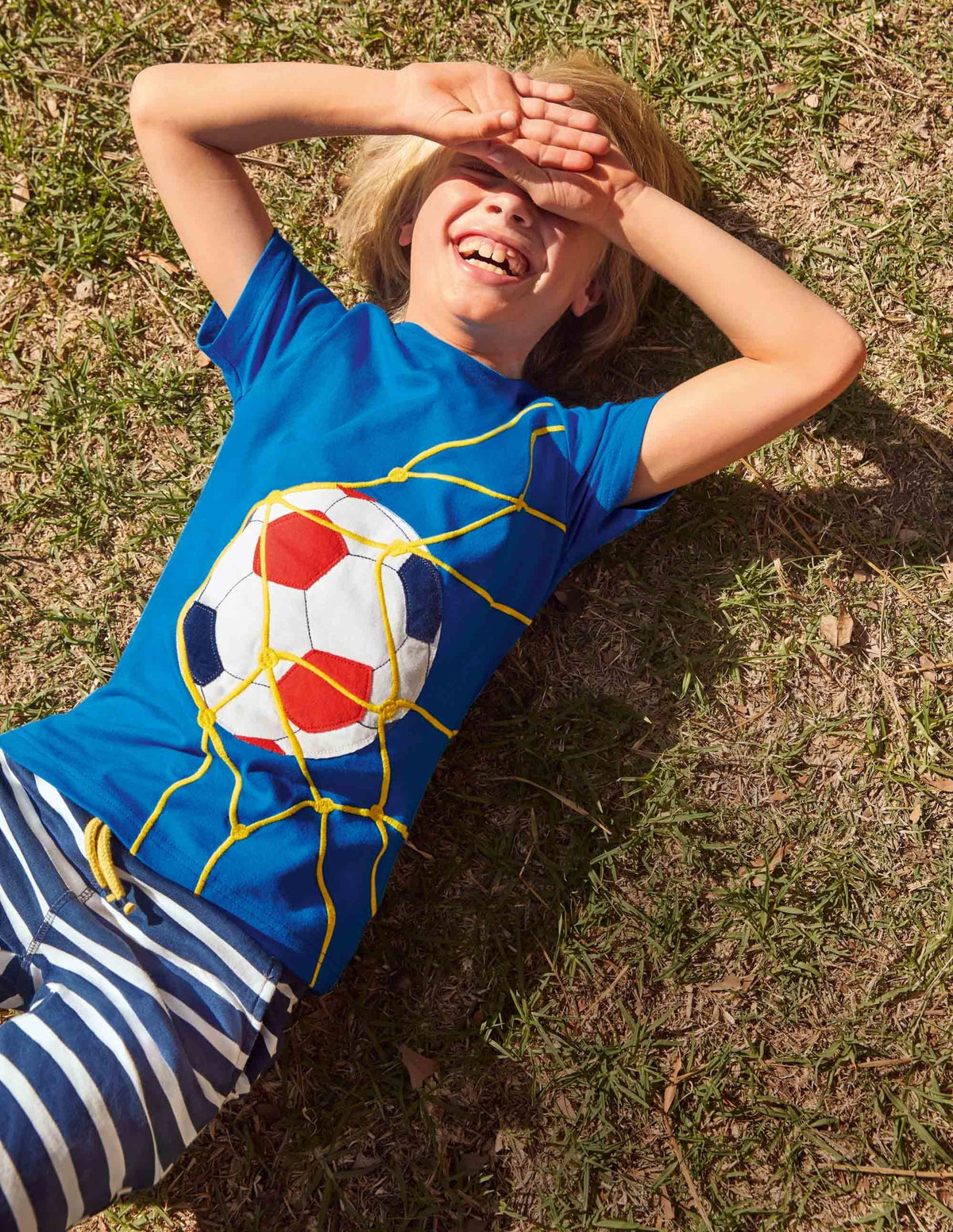 T-Shirt mit Sportapplikation-Blau, Fußball - Image 3