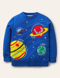 Sweatshirt mit Weltall-Aufklappmotiv-Blitzblau, Weltall