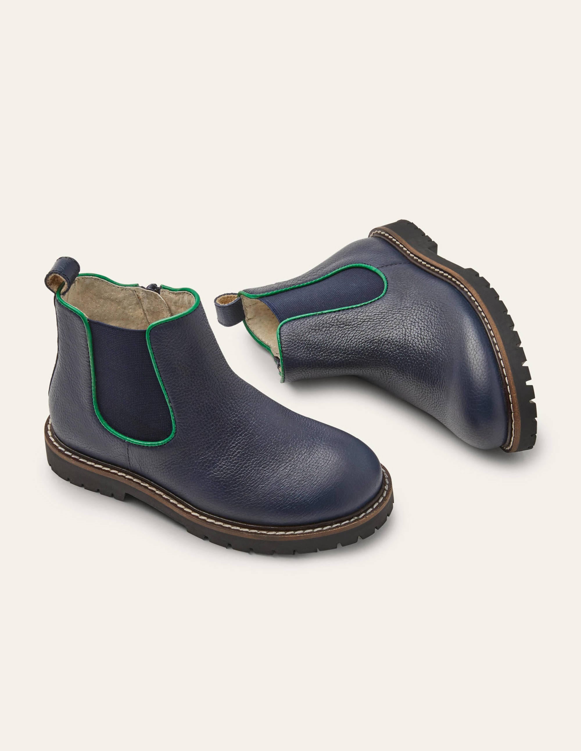 Chelsea-Boots aus Leder-Schuluniform-Navy - Image 1