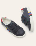 Niedrige Turnschuhe mit 2 Klettverschlüssen-Schuluniform-Navy, Regenbogen