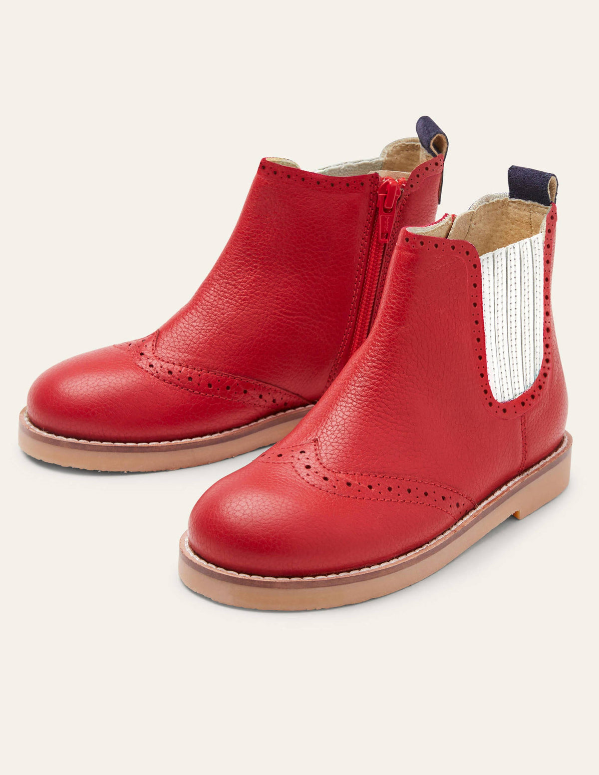 Bottines chelsea en cuir-Rouge rockabilly-1