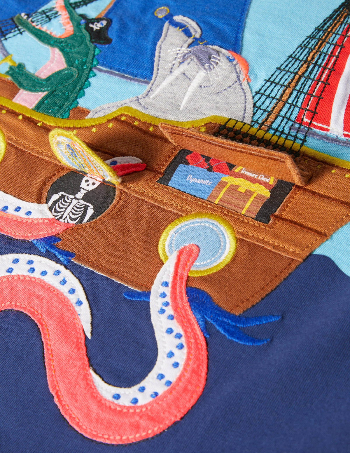 Strand-T-Shirt mit Aufklappmotiv-Meerblau, Piratenschiff - Image 3