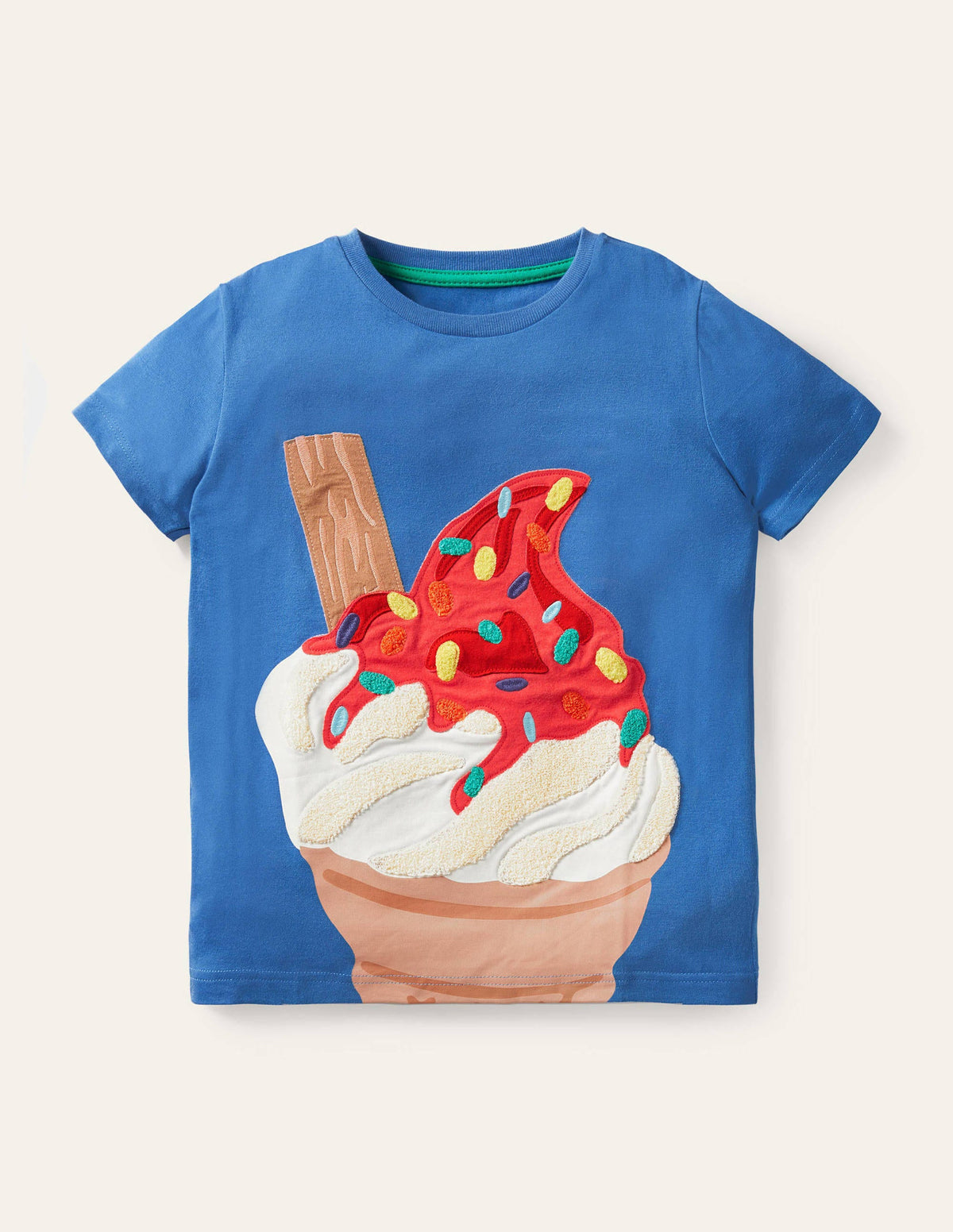 Beach Appliqué T-shirt-Elizabethan Blue Ice Cream - Image 1